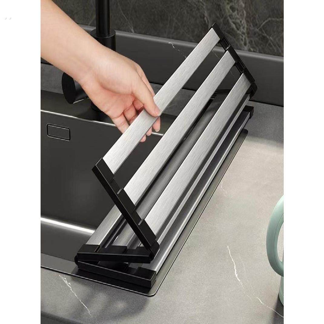 厨房水槽置物架洗菜盆碗碟盘不锈钢折叠沥水架单水池盖板沥水篮网