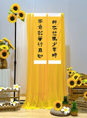 毕业典礼幼儿园环创布置向日葵装饰用品黄色背景布条幅拍照道具