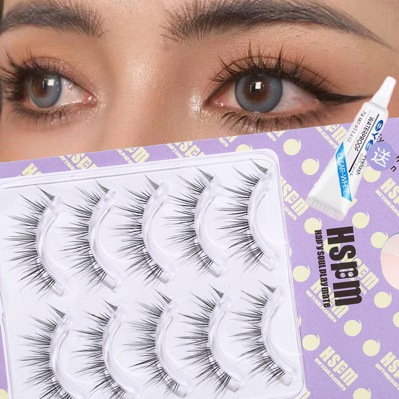 小恶魔5对装自然仿真假睫毛裸妆纤长蒲公英款细梗整条眼睫毛