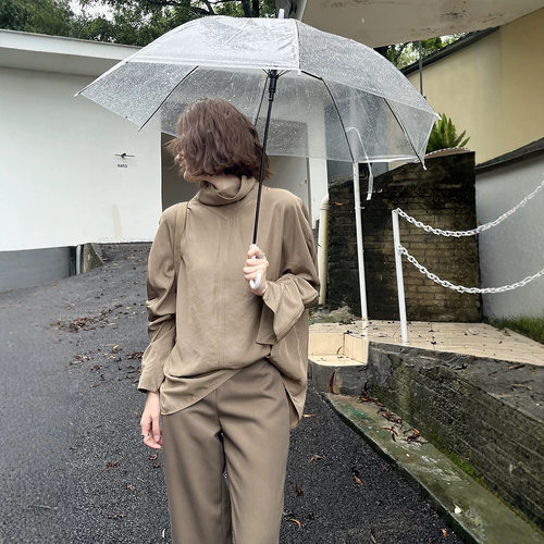 [开蒲]十三行秋法式亚麻堆堆领纽扣设计感宽松百搭衬衫女CSA7163