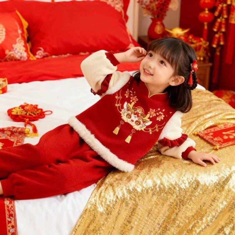 马年拜年服女童套装宝宝喜庆