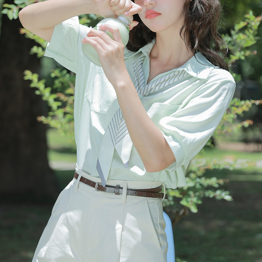 森系女小清新绿色夏季新款百搭系