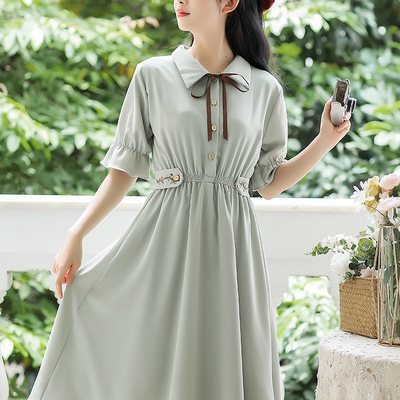 女生雪纺民国风连衣裙女夏季新款
