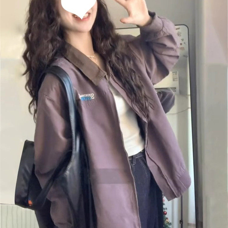 学院风宽松休闲工装夹克女潮