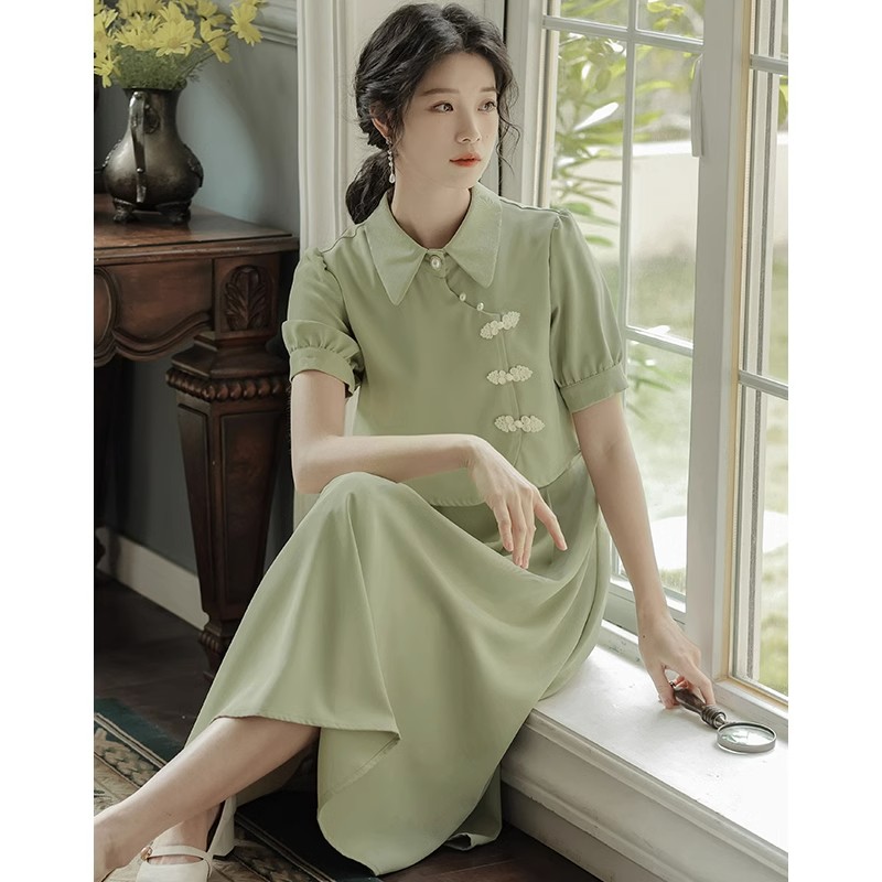 新中式少女学院风学生礼服旗袍假