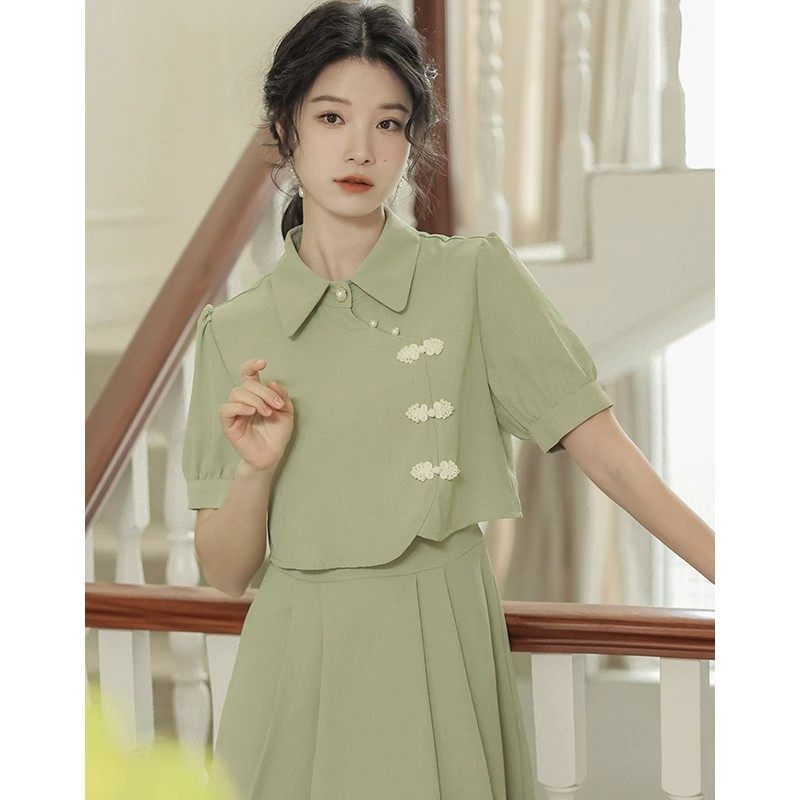 新中式少女学院风学生礼服旗袍假