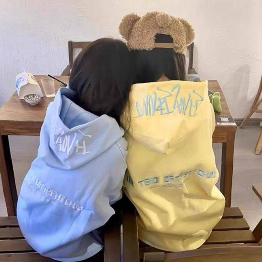 美式潮牌高街字母印花连帽卫衣女重磅慵懒风oversize情侣上衣外套