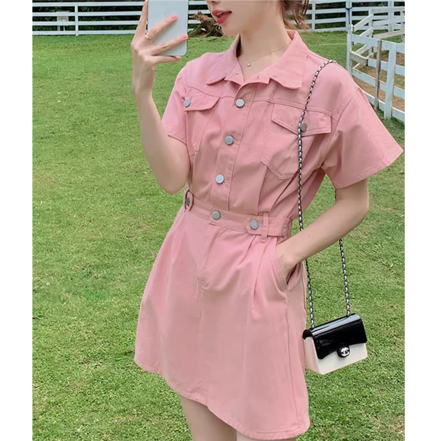 法式小众POLO领学生连衣裙女春夏