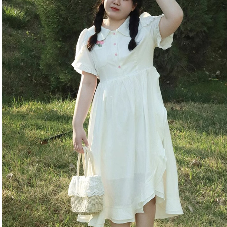 大码时尚女装polo领连衣裙夏胖mm