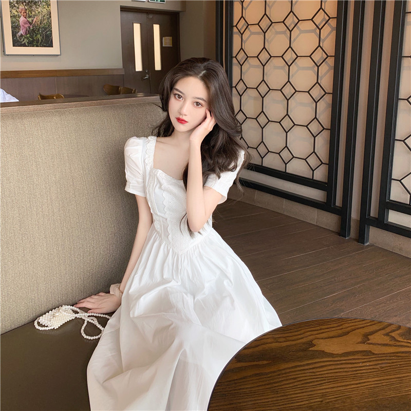 法式初恋甜美领证小白裙子别致设