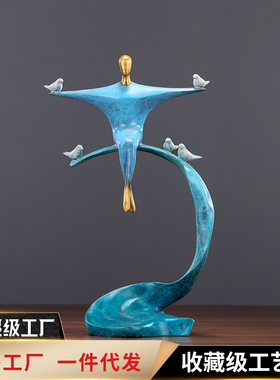 黄铜和平天使摆件人物与白鸽办公室家居办公桌书桌商务礼品送礼