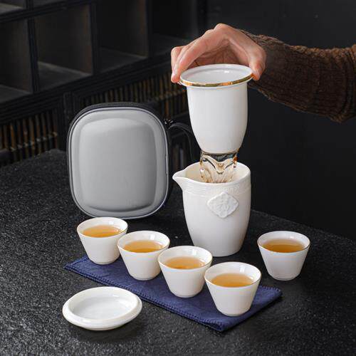 旅行茶具一壶五杯功夫茶便携式快外露套装陶瓷简约随身包户客杯