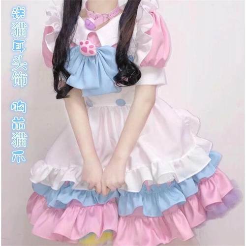 cos二次元c服女仆装女装洛丽塔围裙铃铛可爱性感lolita大码连衣裙