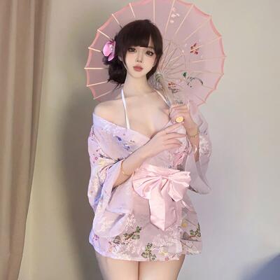约会制服免脱甜美樱花和服纯欲睡裙日式雪纺浴袍薄款私房睡衣襟女