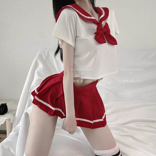 日系性感蝴蝶结COS学生装学院风JK超短睡裙校服甜美纯欲制服套装