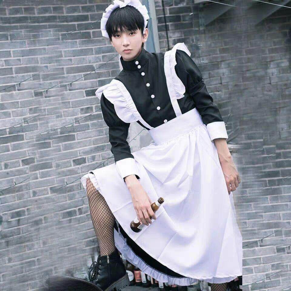 女仆装黑色男穿cosplay可爱日系洛丽塔裙动漫女佣服萝莉女装大佬