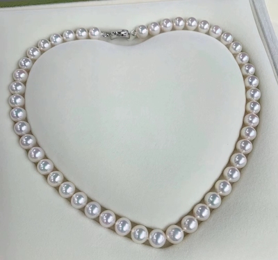 诸暨正品天然淡水珍珠项链9-10mm正圆极强光高品质送妈妈送长辈女