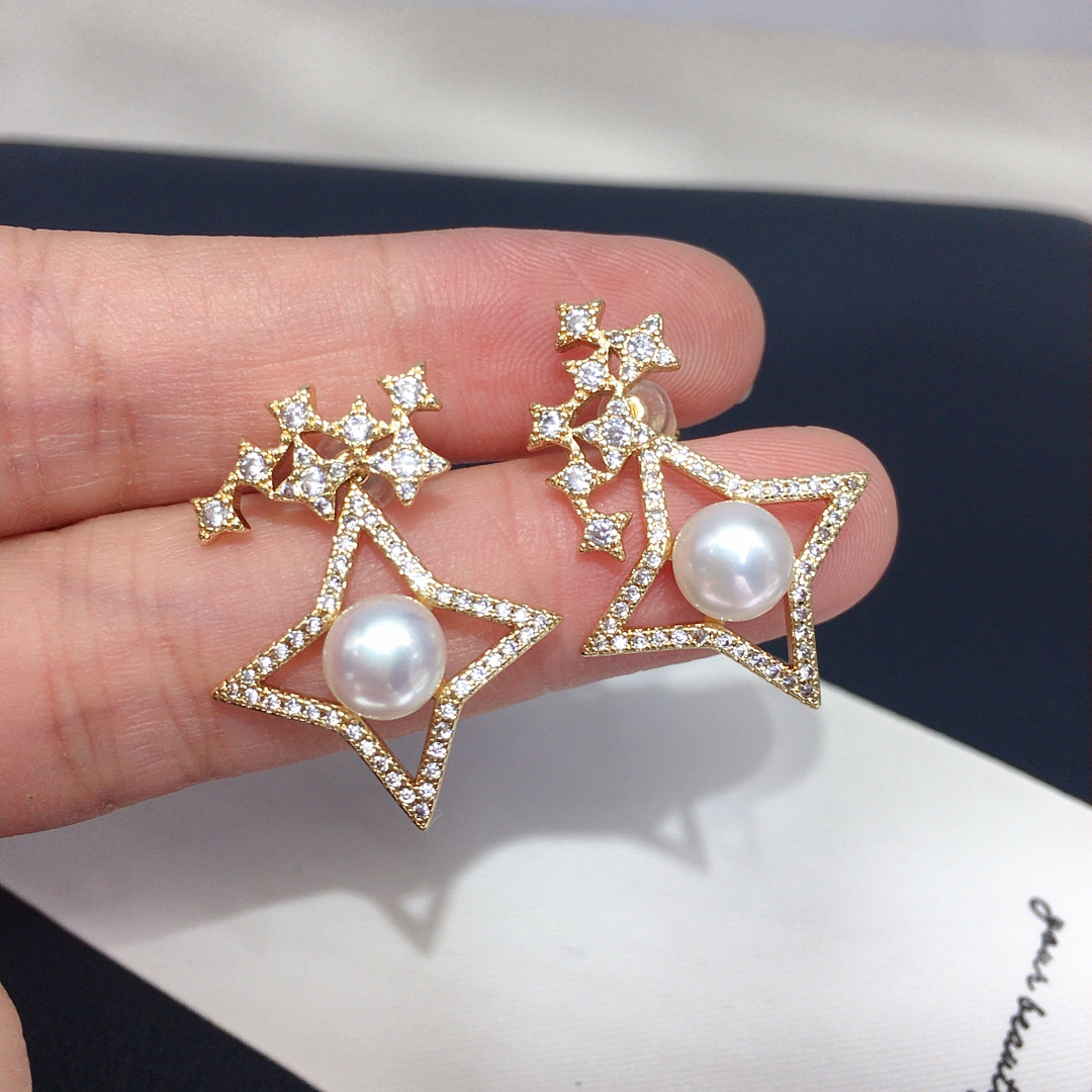 精工款繁花系列天然淡水珍珠耳钉女轻奢小众高级感珍珠耳环耳饰