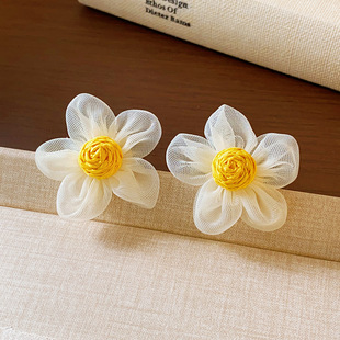 2026新款 黄色大花朵耳环女夸张度假风独特耳钉气质高级感轻奢耳饰