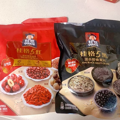 桂格5黑多谷物混合即食燕麦片五红五白五润免煮冲饮黑芝麻速食品