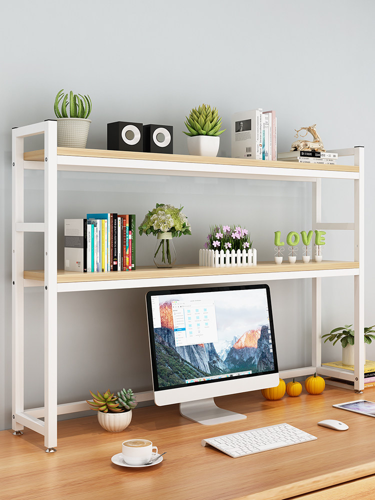 桌面置物架电脑桌上双层小书架学生办公室文件收纳多层置物整理架