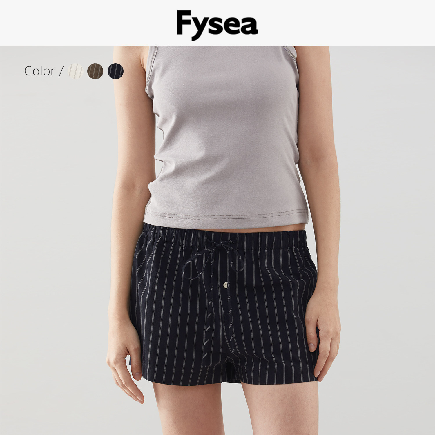fysea女款棉低腰条纹短裤图片