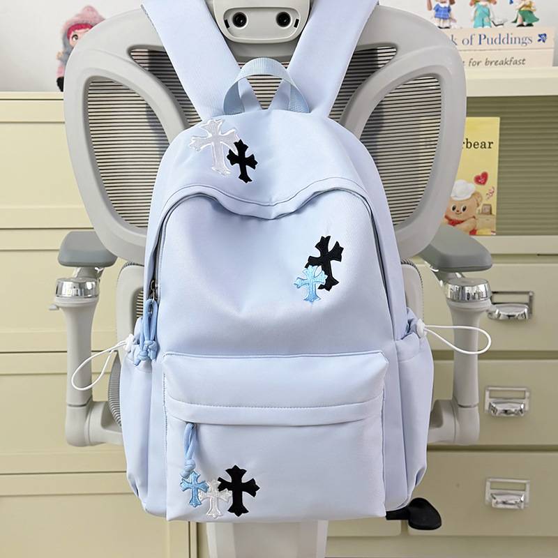 专柜品牌柔雾冰川蓝潮酷个性双肩包男小学生百搭书包女轻便小众学