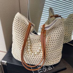 官方品牌海边沙滩度假风编织包包女镂空大容量高级感慵懒风单肩手