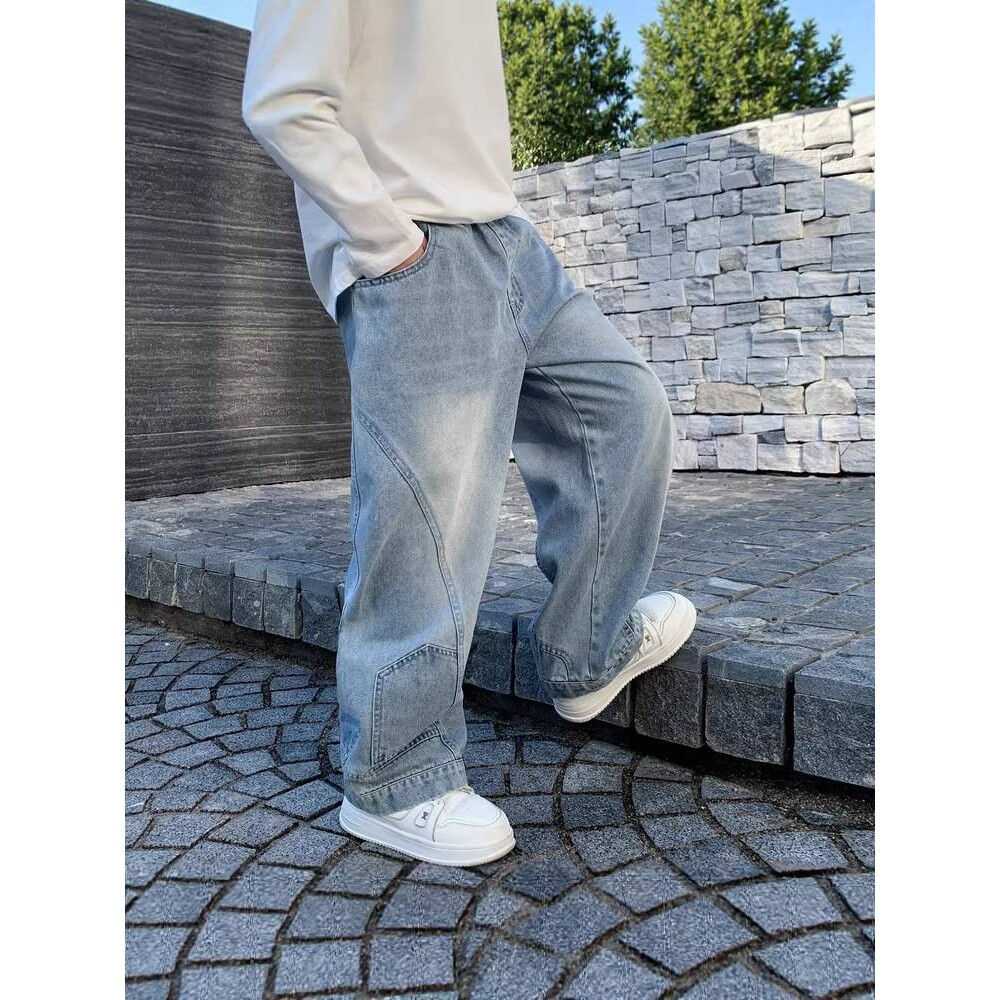 官方品牌男童春款牛仔裤2026春秋款新款中大童百搭宽松阔腿裤子时