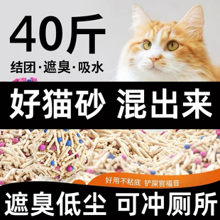 猫砂豆腐砂遮臭低尘结团40斤混合猫砂20公斤包邮大袋猫舍猫咪用品