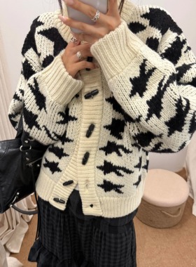 保真设计师买手店~openyy25秋季慵懒风复古羊毛针织开衫毛衣女