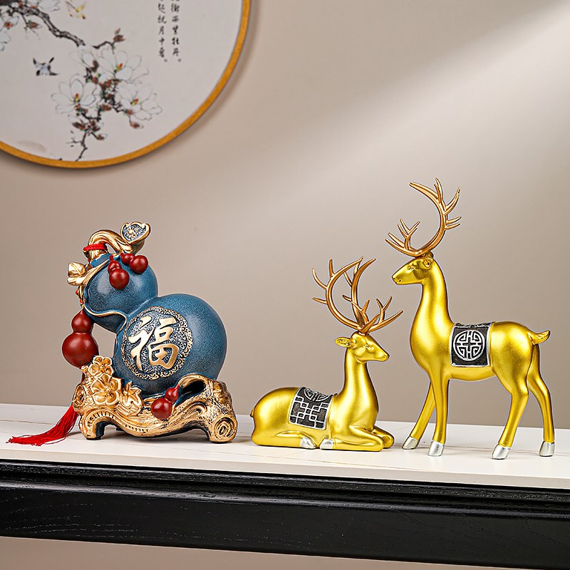 速发新中式禅意办公招电脑室财桌面摆件高饰大气上档次客厅玄关装