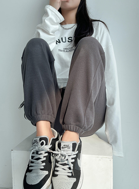 速发灰色运伦裤夏春秋薄款2闲21年新款宽松束脚百搭休0哈动卫裤