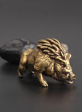 速发复古礼铜小工艺品小件狗熊棕熊铜器实心福猪铜雕茶宠摆纯物品