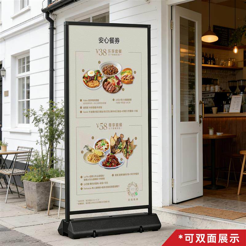 现货丽屏展架户外广告牌落地广告kt板注水门型展示架X立式防风广