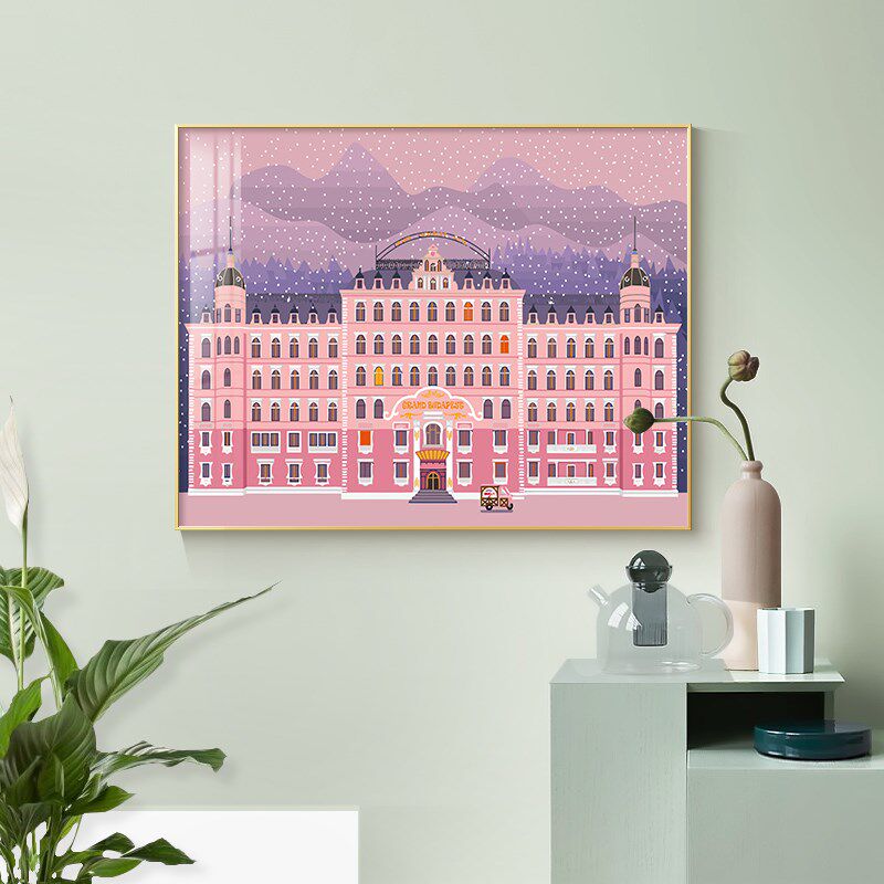 速发风小众建筑物装饰挂餐厅玄关治愈壁客画厅卧室落地画画画