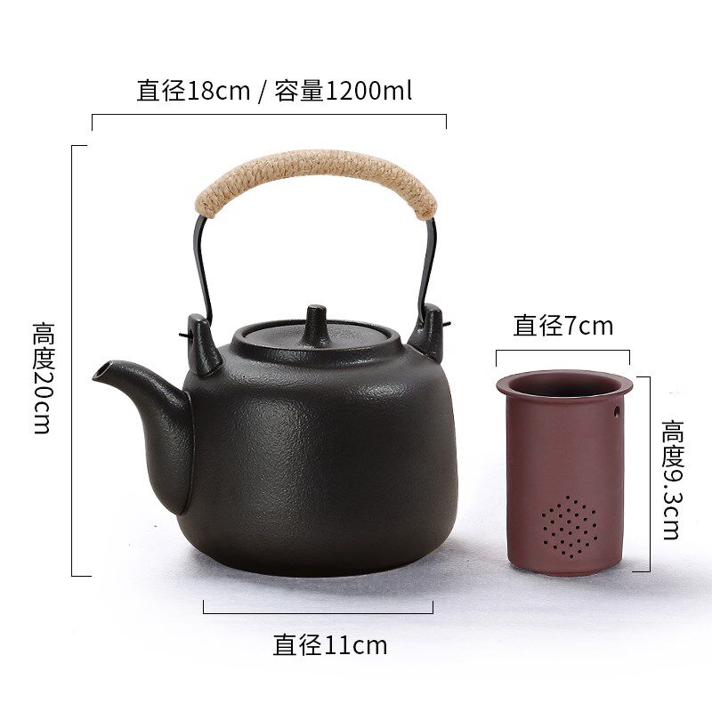 速发家水耐热壶瓷烧水壶黑陶煮用茶陶电陶炉功夫茶具明火陶壶酒精