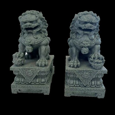 速发石狮子墓地装饰摆件墓前摆放一对家用大门口看门庭院镇宅安置