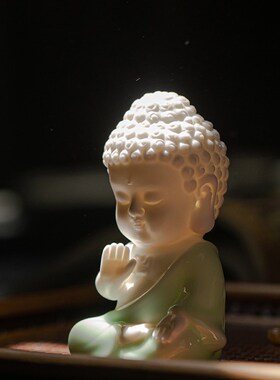 速发炼器新中式佛系小如来摆件禅意客厅茶桌面陶瓷工艺品装饰鱼缸