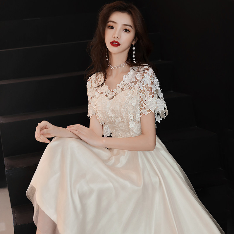 速发晚礼服2裙22新款夏伴娘连衣0中长款洋装毕业媛礼服名小气质