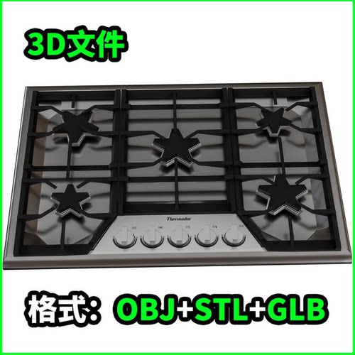Thermador不锈钢炉灶3D模型OBJ建模STL下载GLB素材3883