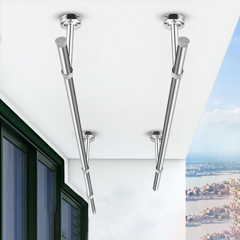 恒愎晾衣杆阳台顶装固定晾衣架不锈钢晒衣架单杆挂衣杆室外防风长