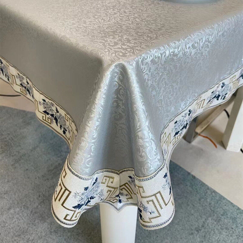 餐桌布艺高档新中式防水防油桌布新款免洗长方形家用茶几轻奢餐桌