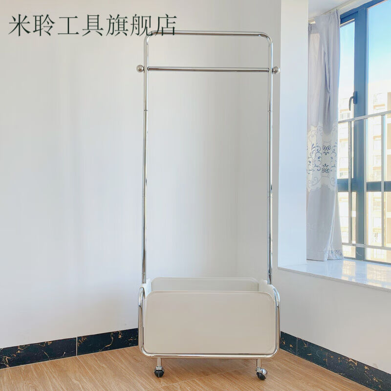 中古衣帽架中古流浪ins风轻奢可移动挂衣架卧室客厅衣篮收纳筐不