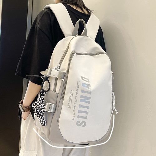 ins简约休闲大容量双肩包男女