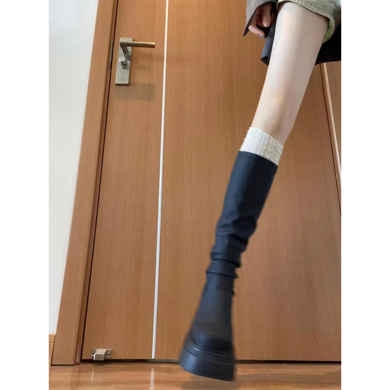 靴子袜子女蕾丝腿套配长靴堆堆袜