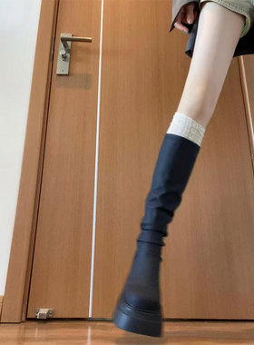 白色蕾丝袜套女秋冬款堆堆袜配靴子小腿袜腿套叠穿骑士靴袜长筒靴