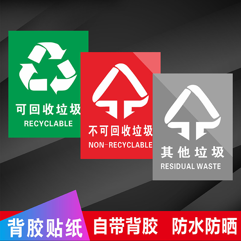 标志不可回收物可回收物危险废弃物警告警示牌废液收集处可回收不可