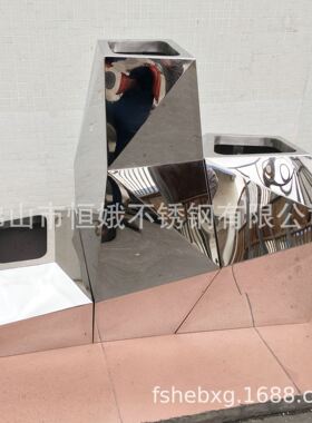 北欧简约现代花瓶 组合型几何形花瓶 展厅装饰不锈钢花盆