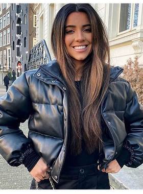 2022Winter women coat Warm thick leather Parkas femme jacket